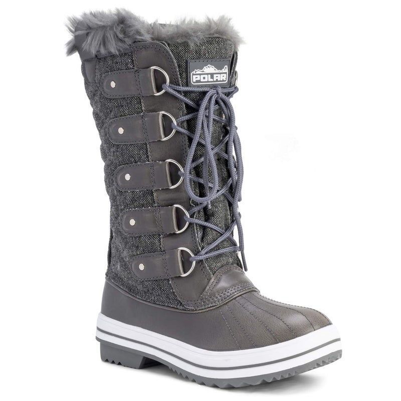 POLAR Womens Snow Boot Quilted Tall Winter Snow Waterproof Warm Rain Boot - 8 - GRT39 YC0013 - Image 2
